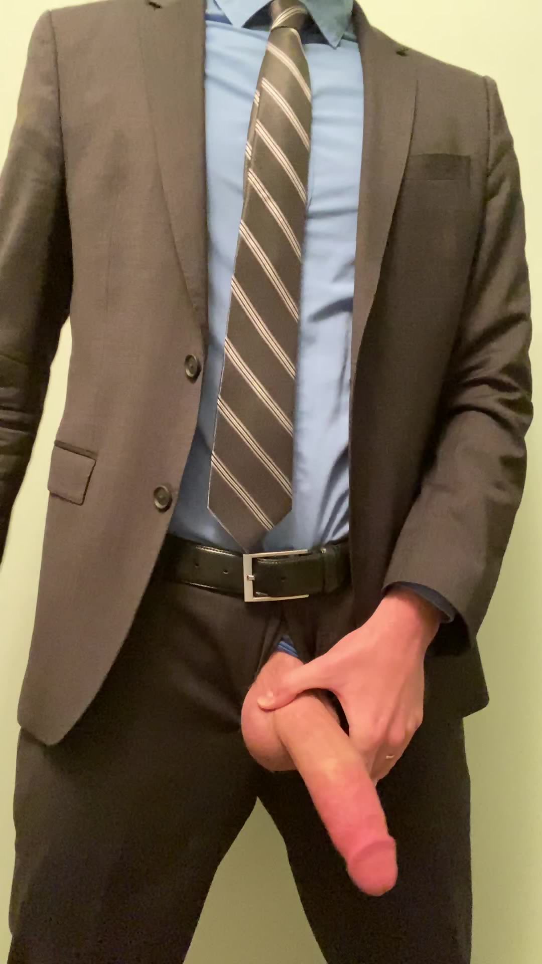 Suited up and stroking