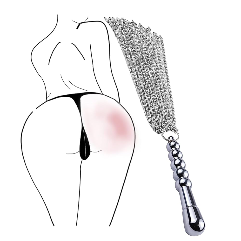 : Metal Sex Whip BDSM Whip Metal Chain Whips Spanking Paddle BDSM Flogger Sex Whips for SM Game with Anal Beads Plug Butt Plug Anal Training Toy Kinky Sex Things Toys for