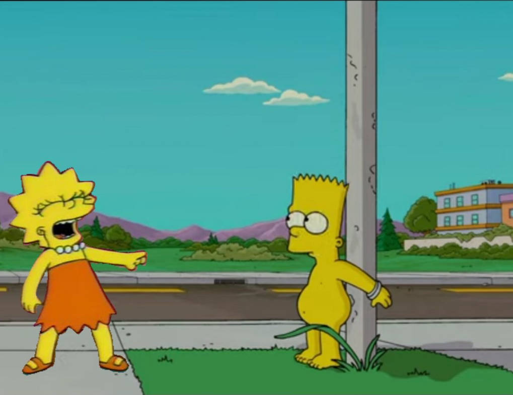 Lisa laughs at naked Bart by SuperMarioRocks on DeviantArt