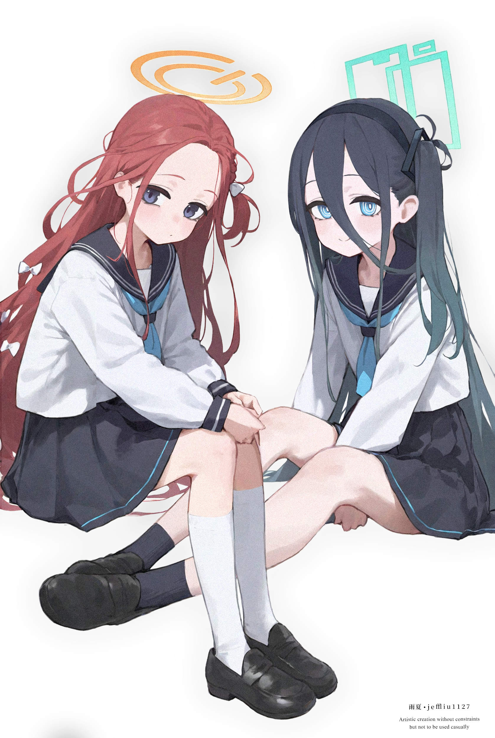 aris and yuzu blue archive generated by amenatsu