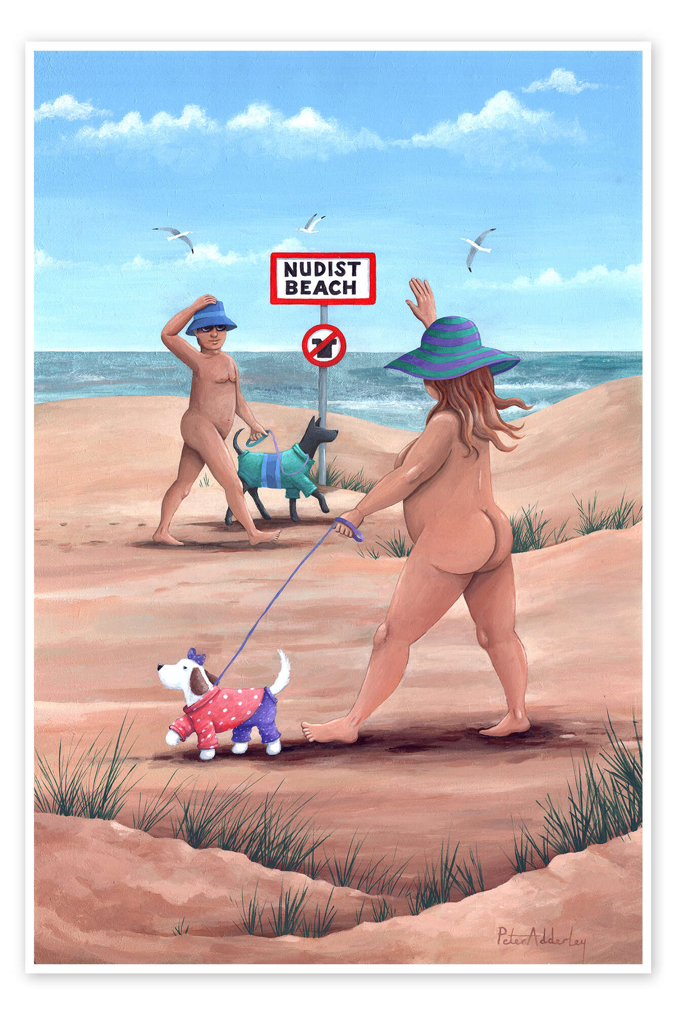Nudist Beach van Peter Adderley als poster canvas print en meer