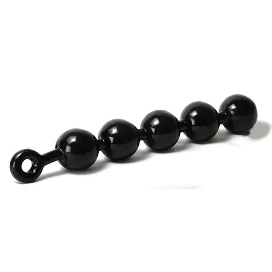 Huge Black Anal Beads with Safety Loop