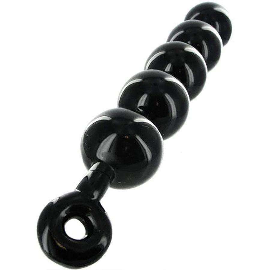 Huge Black Anal Beads with Safety Loop