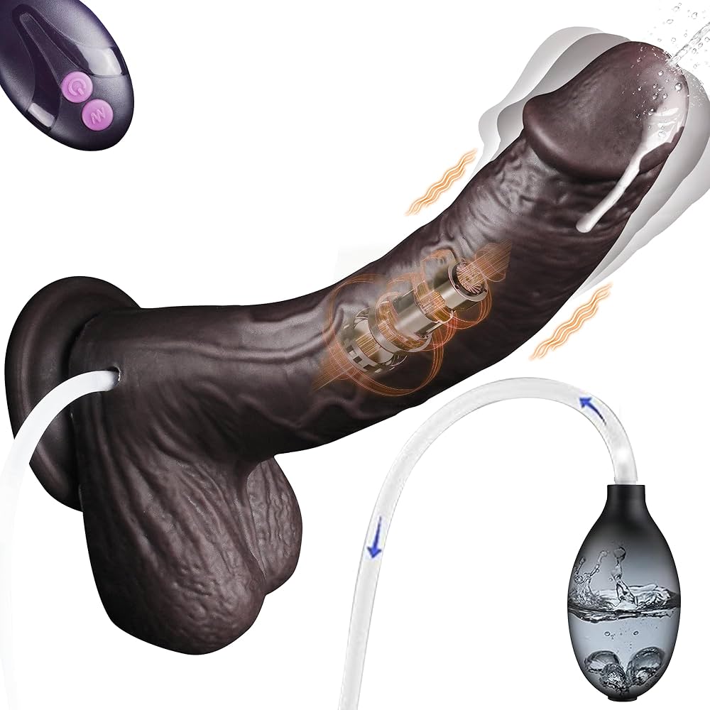 : Leyuto 8.46 Black Squirting Dildo Realistic Ejaculating Toy Silicone Real Skin Ejaculating Dildo with 7 Vib Modes Curved Electric Penis for G-Spot Anal Play Vibromassage Devices for Women Men : Health