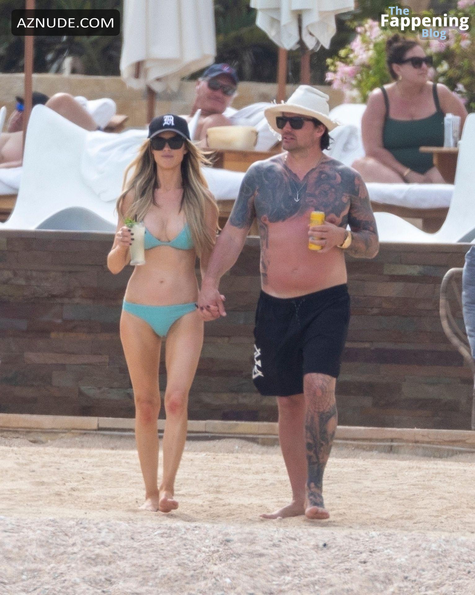 Christina Hall Sexy Seen with Joshua Hall Showing Off Her Amazing Body Wearing a Hot Blue Bikini at the Beach in Los Cabos