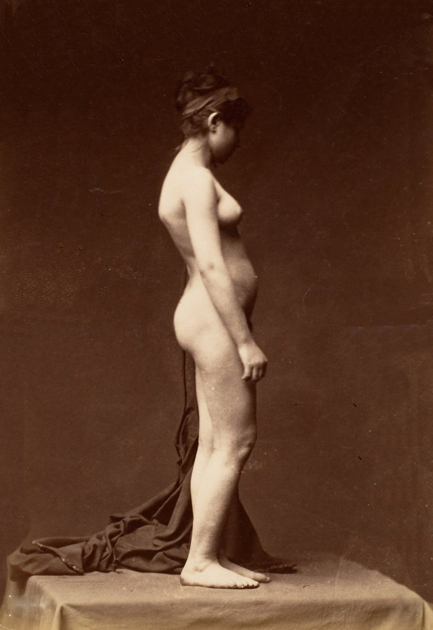 Young Woman Nude Full Figure in Profile by Unbekannt