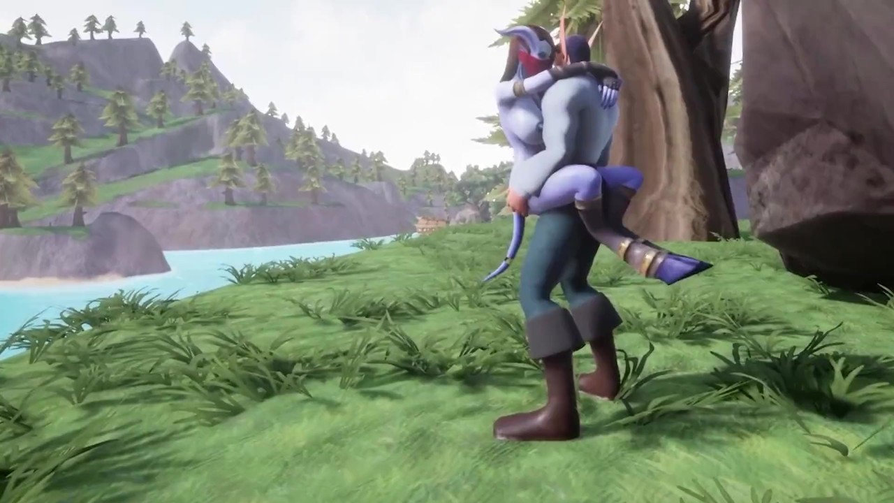 Elf neukt een draenei meisje in het land Azeroth