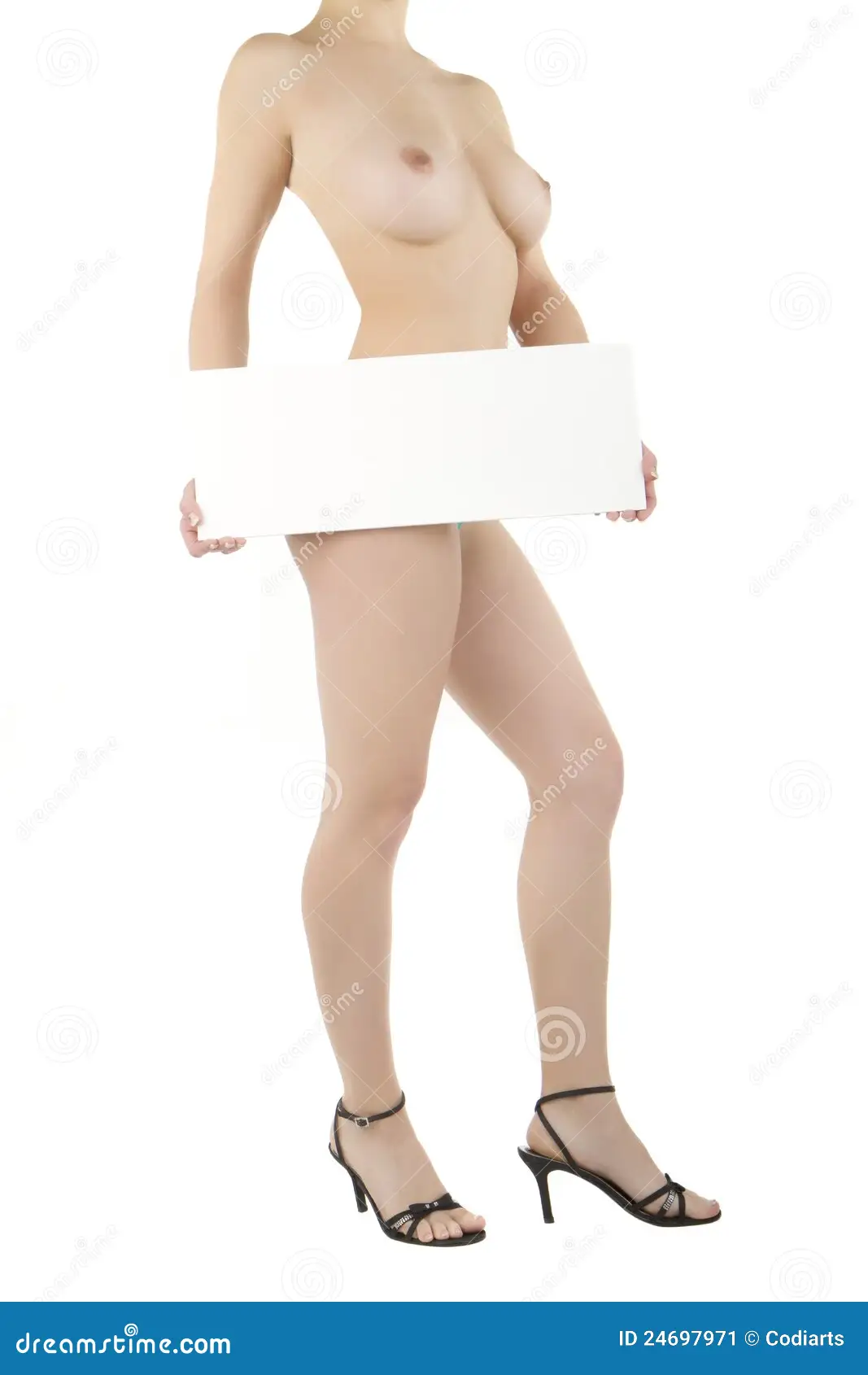 Young Female Nude with a Message Board Stock Image