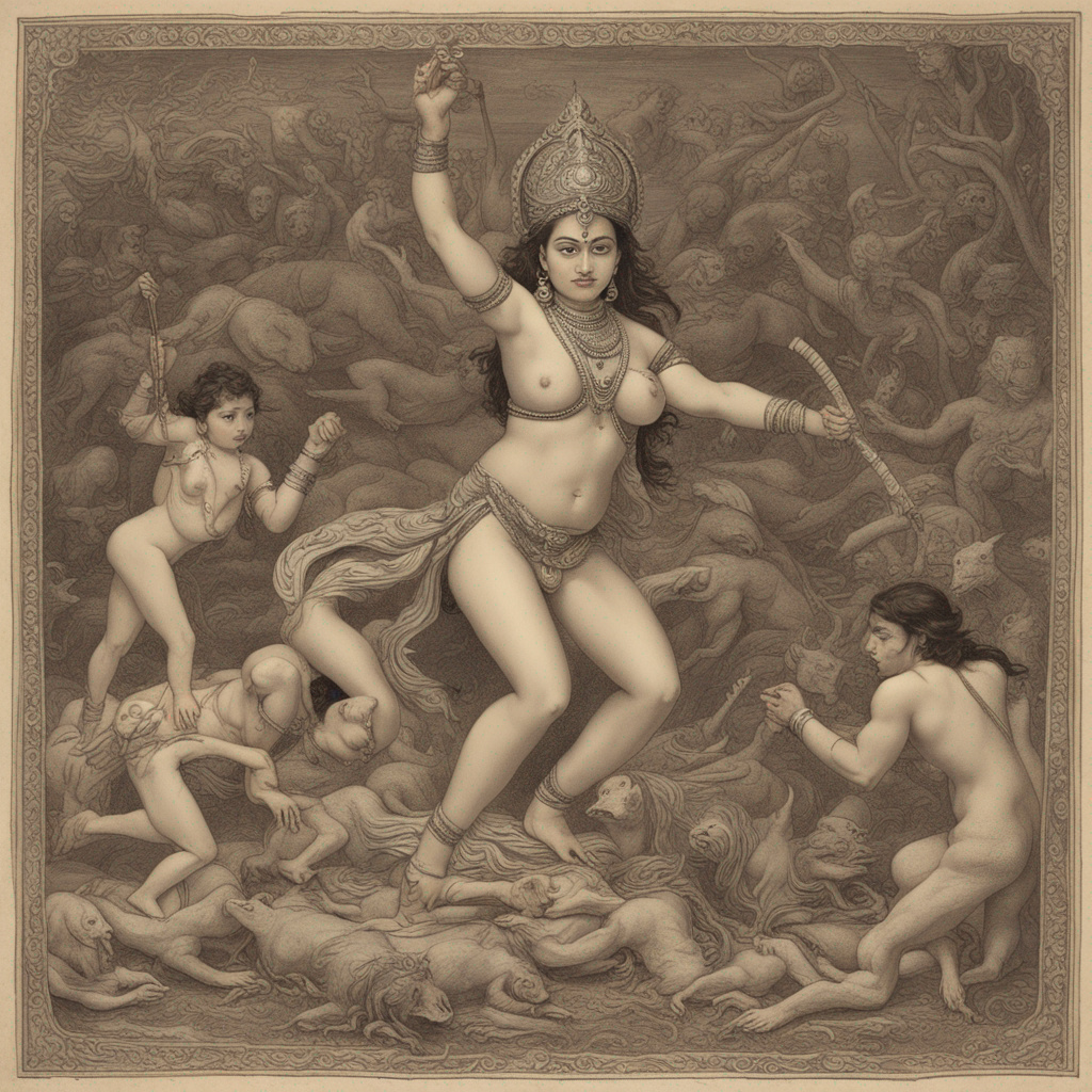 Indian goddess naked with a demon fighting by royphotosutra on DeviantArt
