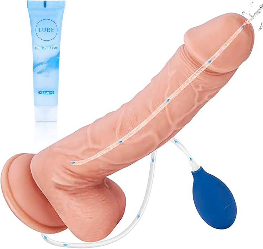 : 10in Realistic Big Long Dildo Sex Toys for Female Squirting Dildo Soft Huge Cock Squirting Ejaculating Toys Anal Butt Dildos Masturbation Toy for Women Men Couples with Large Suction Cup-Flesh :