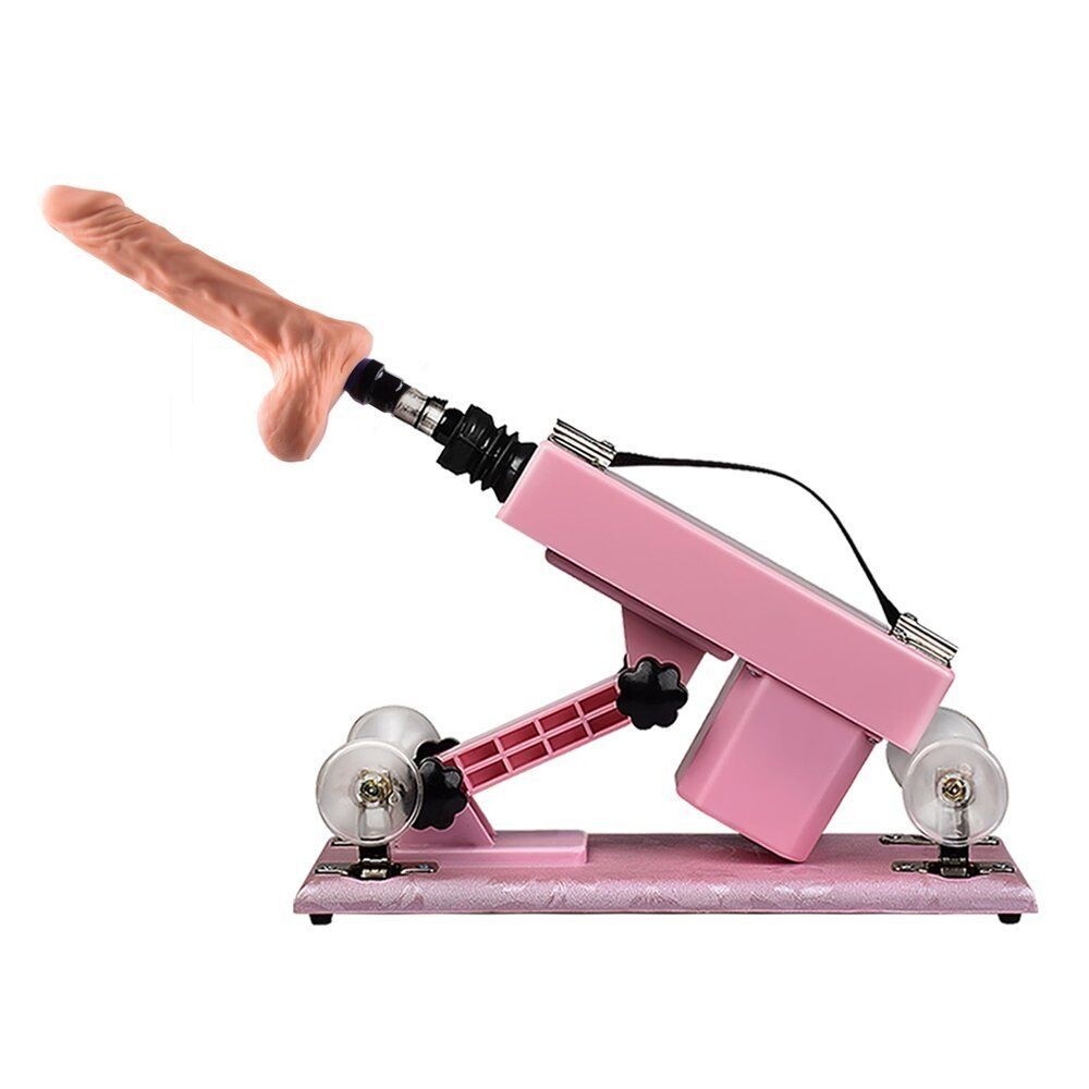 Krachtig vrouwelijk sekspistool met 5 stuks dildo-accessoires in het roze