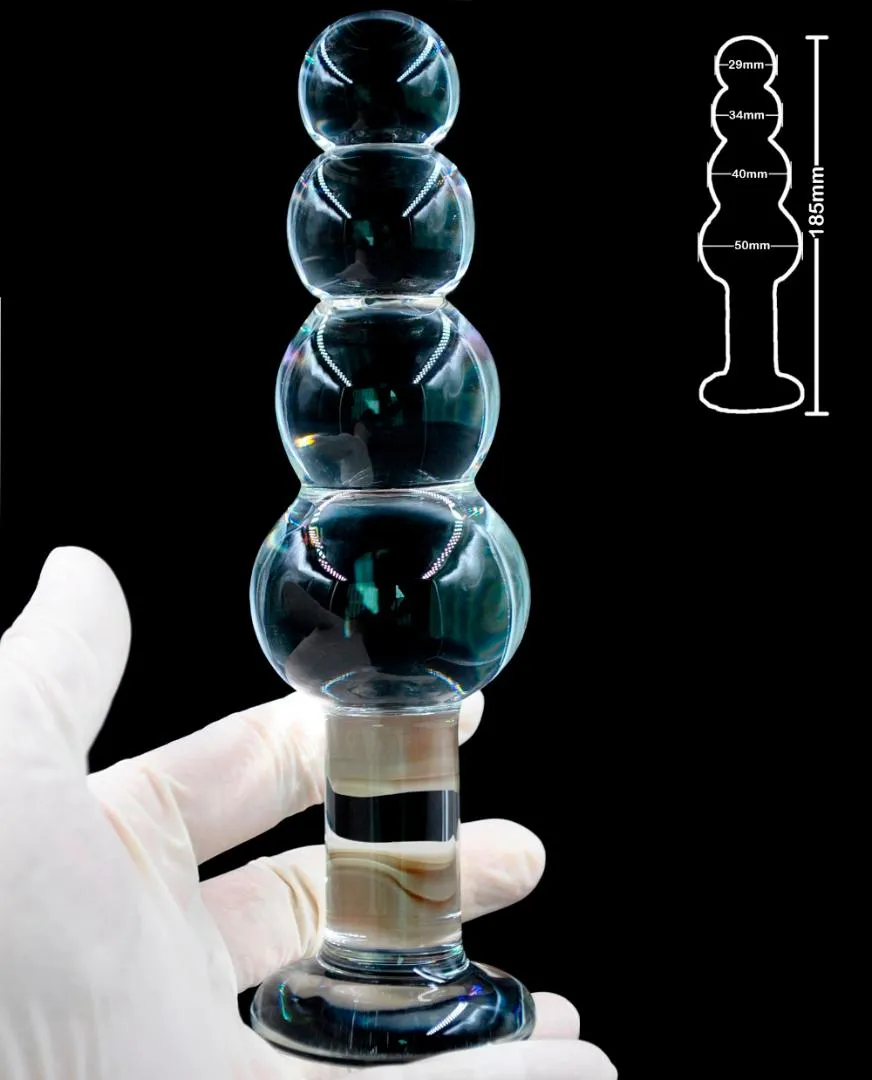 Large Pyrex Glass Anal Beads Big Balls Crystal Dildo Penis Buplug Artificial Dick Masturbate Adult Sex Toy Van 139