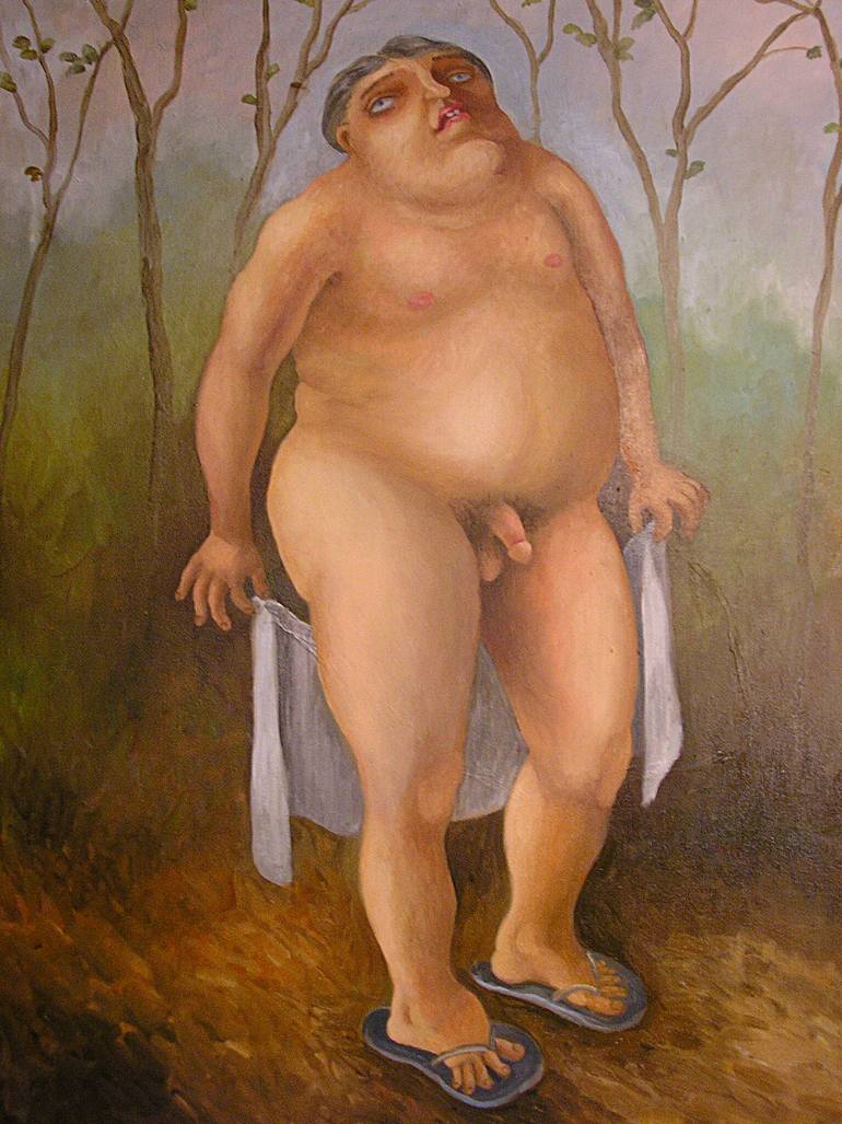 Naked Man at Nudist Camp Painting by Jocelyn Bullock