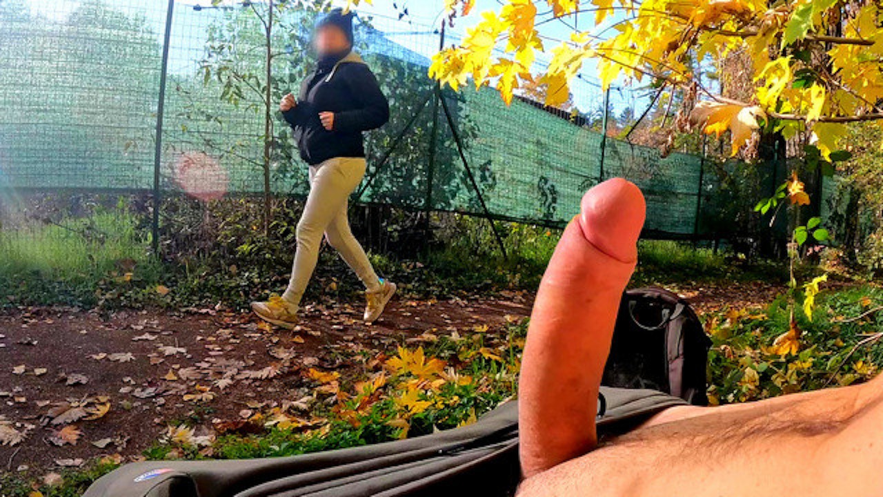 DICKFLASH in the PARK: a slutty milf cant resist to give a me a hard titty fuck