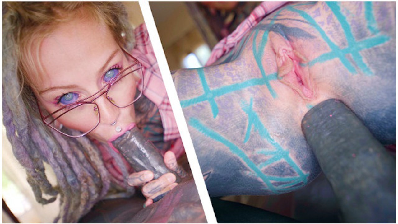 Nerdy TATTOO teen in glasses POV rough ANAL fuck