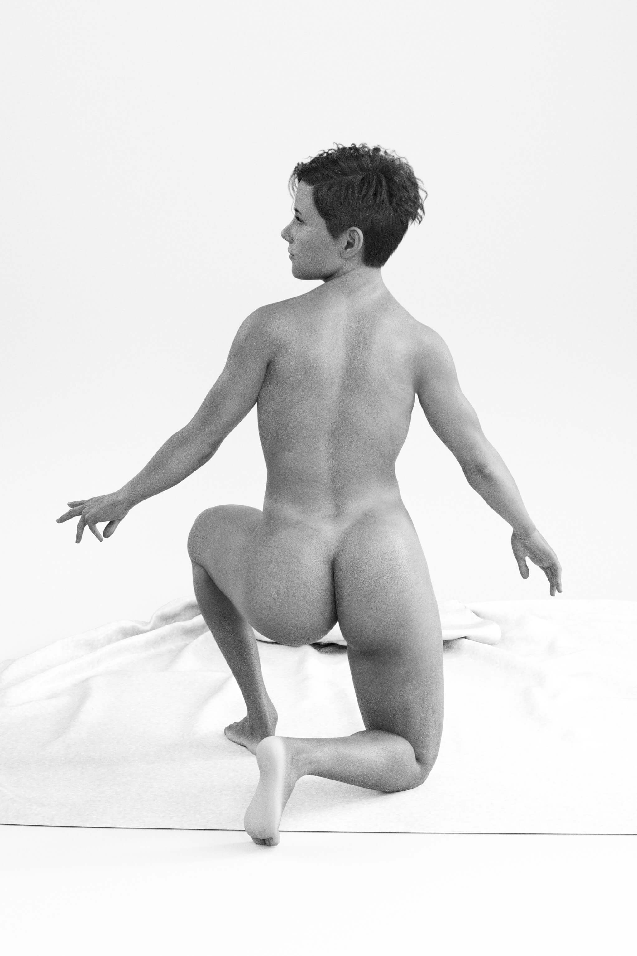Nude Athletes 3D Render Digital Art by Rockisland1