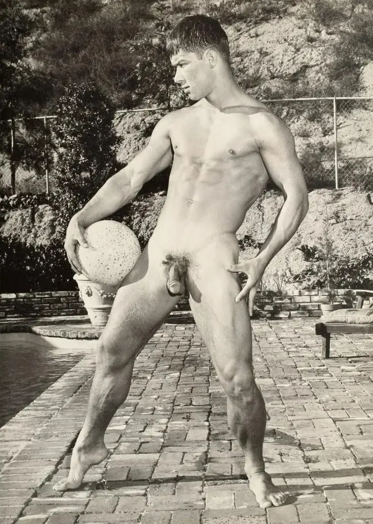 Bruce of Los Angeles Nude Male Athlete Outside by Pool