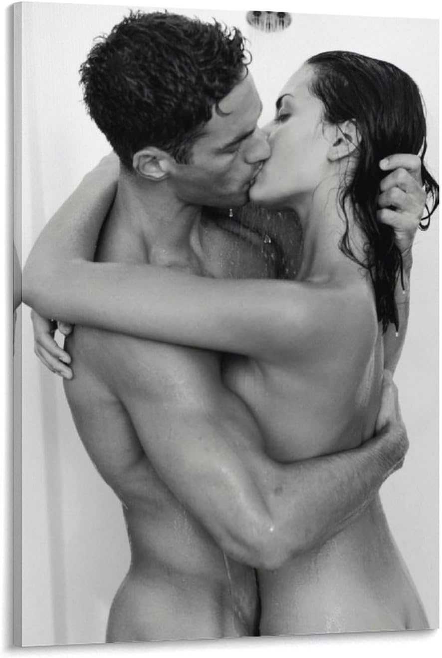 Black And White Poster Sexy Couple Kissing Barbados