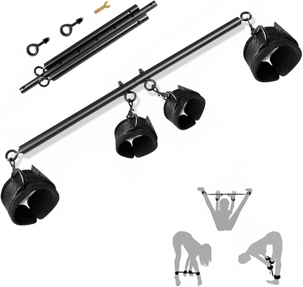 : Spreader Bar Sex Toys BDSM Bondage Restraints with Handcuffs Ankle Cuffs for Couples Adults SM Games Adjustable 22-36 Inch : Health Household