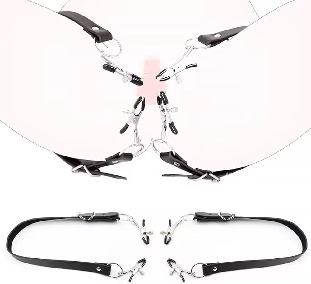 : BDSM Toys Spread Labia Spreader Straps with Clamps Sex Bondage Restraints Pussy Spreader Nipple Clamp G-Spot Stimulation Oral Sex Clitoris Clip Fetish SM Sex Toys for Women Couples Beginners : Health