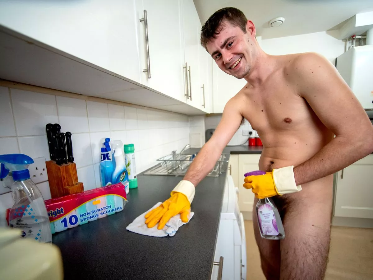 Naked male cleaner says business is booming after seeing gap in the market