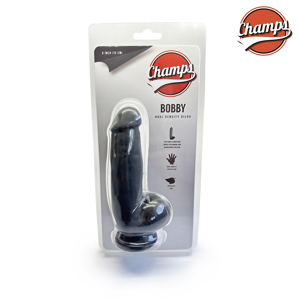 Champs Black Bobby Dual Density Dildo 6 inch 15 cm