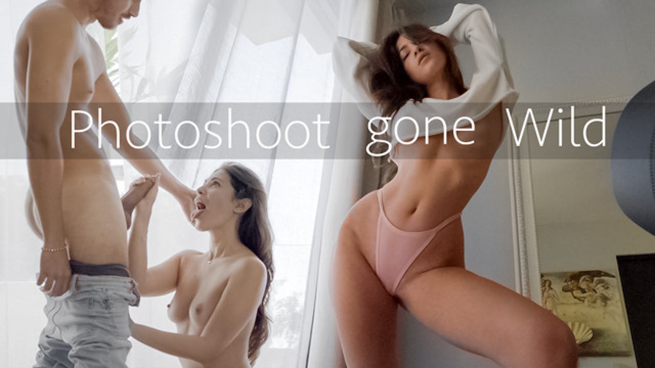 Heet fitness model wordt geneukt tijdens een echte fotoshoot