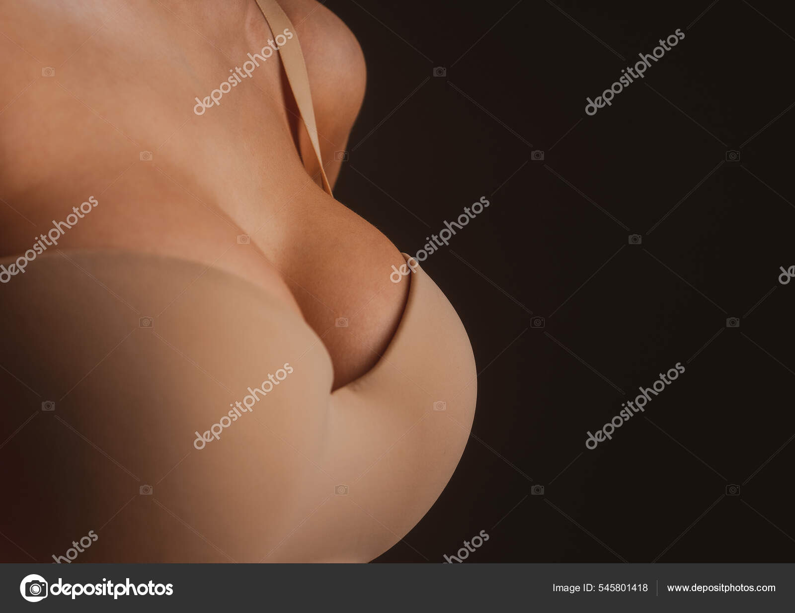 Women sexy breasts. Breas boobs in bra sensual tits. Beautiful slim female body. Lingerie bra model. Stock Photo 545801418