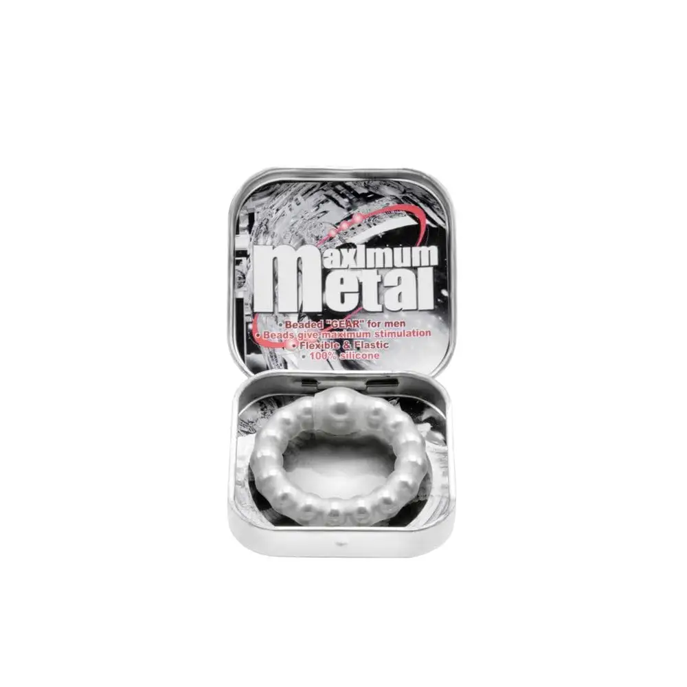 Nanma Maximum Metal 100 Silicone Beaded Cock Ring Silver