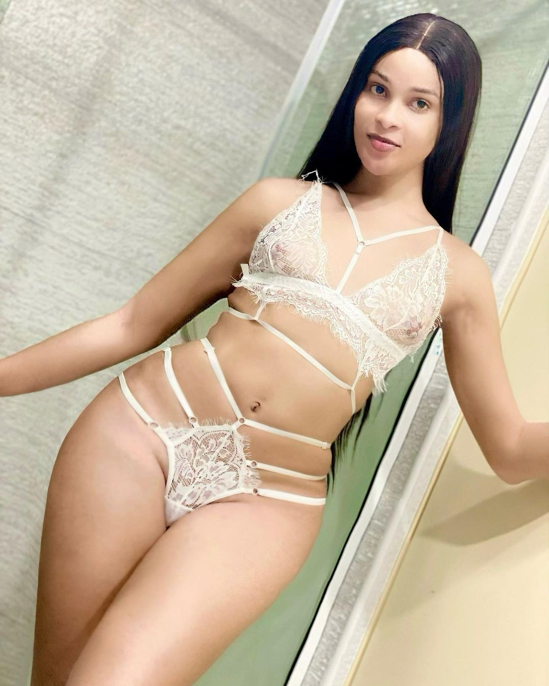 Nigerian transgender Deevah shows off his body in sexy lingerie