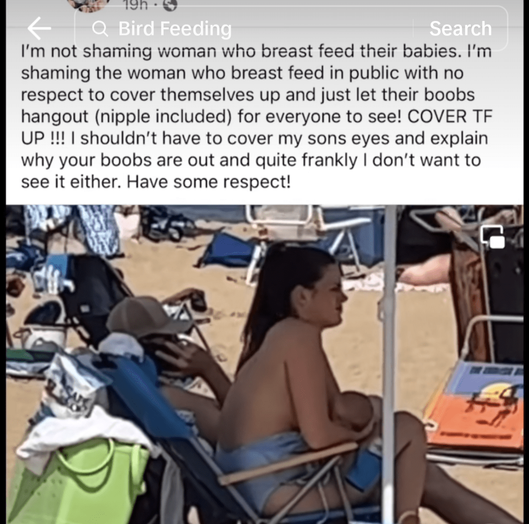 Breastfeeding mom at the beach is secretly filmed and shamed by another mother online