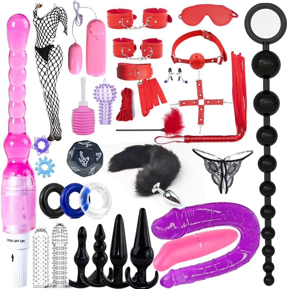 : 32Pcs SM Bondage Restraint Vibrator Silicone Anal Plug Dildo Sex Toys for Butt plug2 Color : Health Household