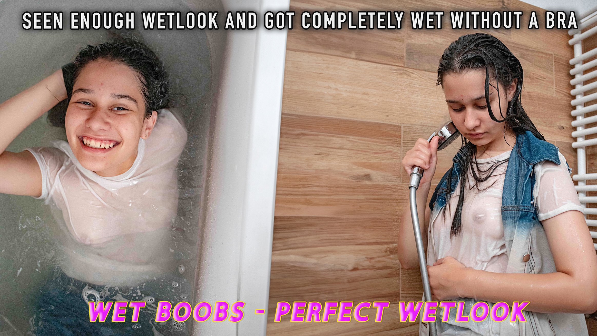 Seen Enough Wetlook and Got Completely Wet without a Bra: My T-shirt nicely covered my wet boobs to transparency