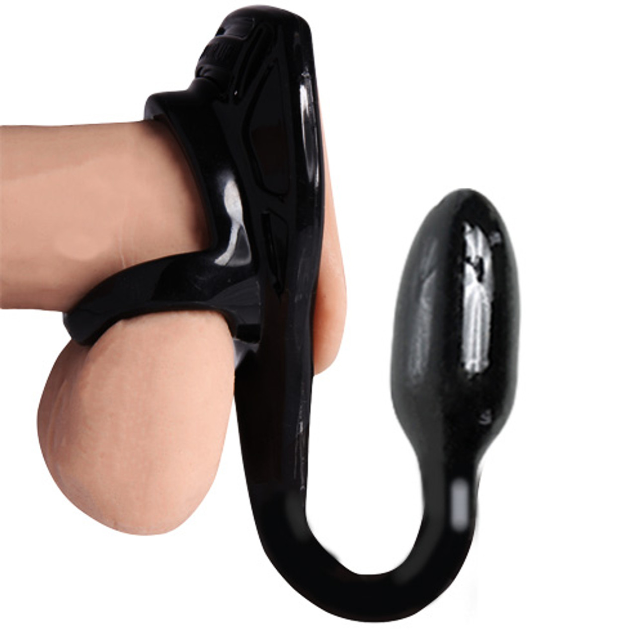 Perfect Fit Cock Armour Tug Lock Anal Plug Cock Ring Small Black