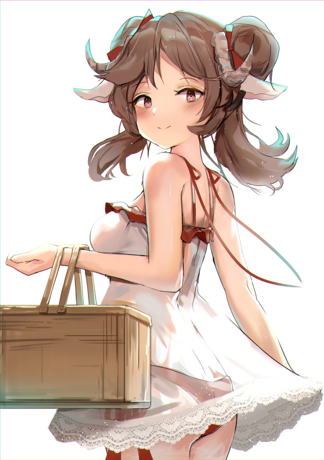 mer pixiv38351312 arknights eyjafjalla arknights animal ears ass dress horns no bra pantsu see through string panties summer dress