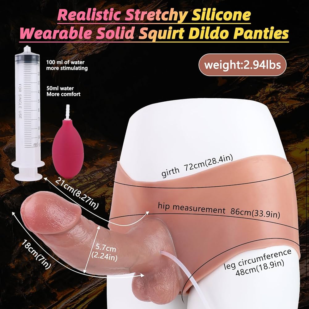 : Realistic Ejaculating Dildo Strapon Harness Wearable Lifelike Squirting Dildo Panties Silicone Strap On Dick Anal G Spot Strap-ons Solid Penis for Lesbians Women Men Pegging Couple : Health Household