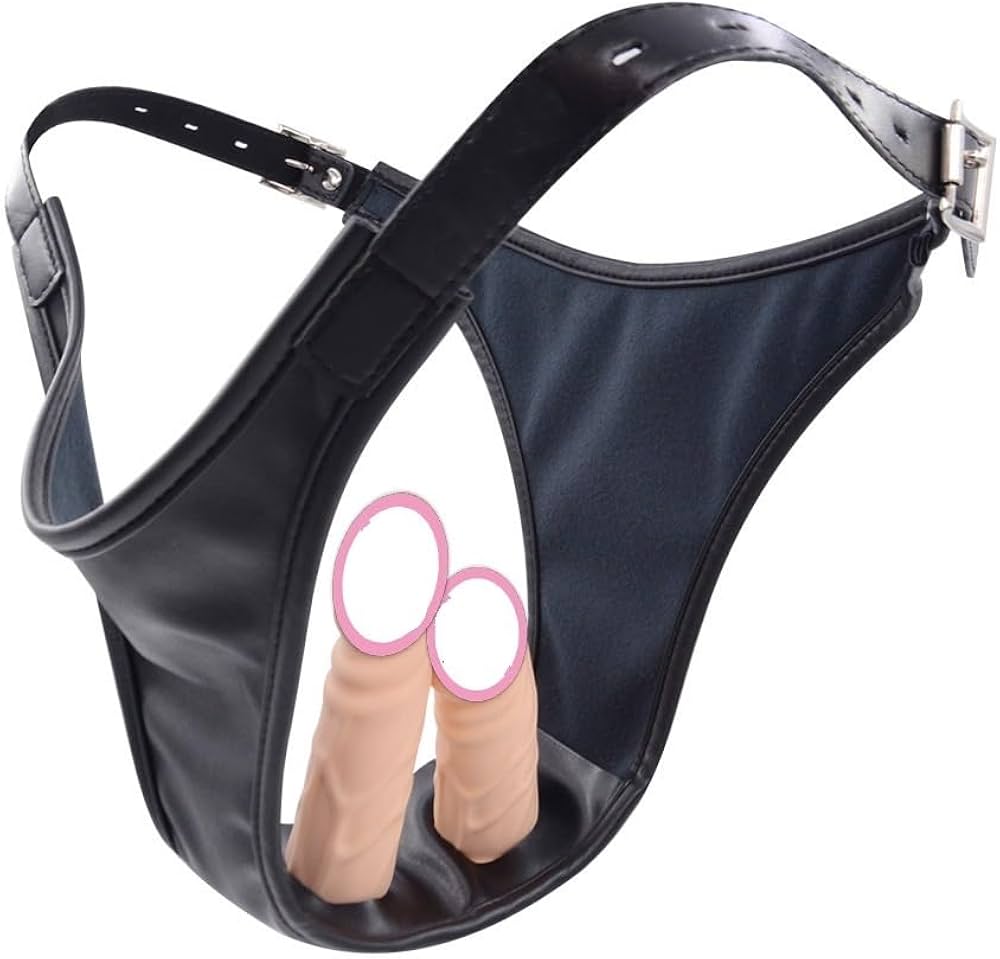 : Double Dildo Panties Underwear Women SexStrapon Anal Butt Plug Sexy Lingerie BDSMStrap On Vaginal Penetration Color : A : Health Household