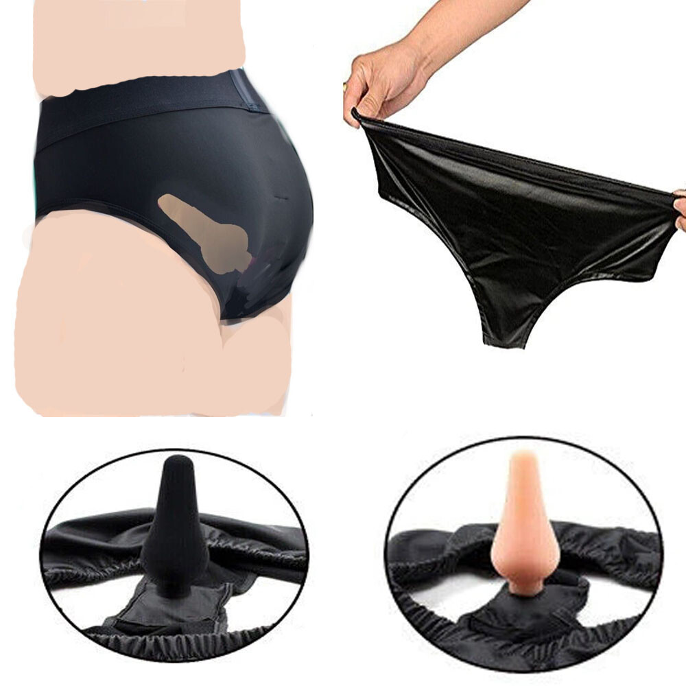 Fabric Chastity Panties Penis Dildo Underwear With Silicone Anal Plug Belt BDSM