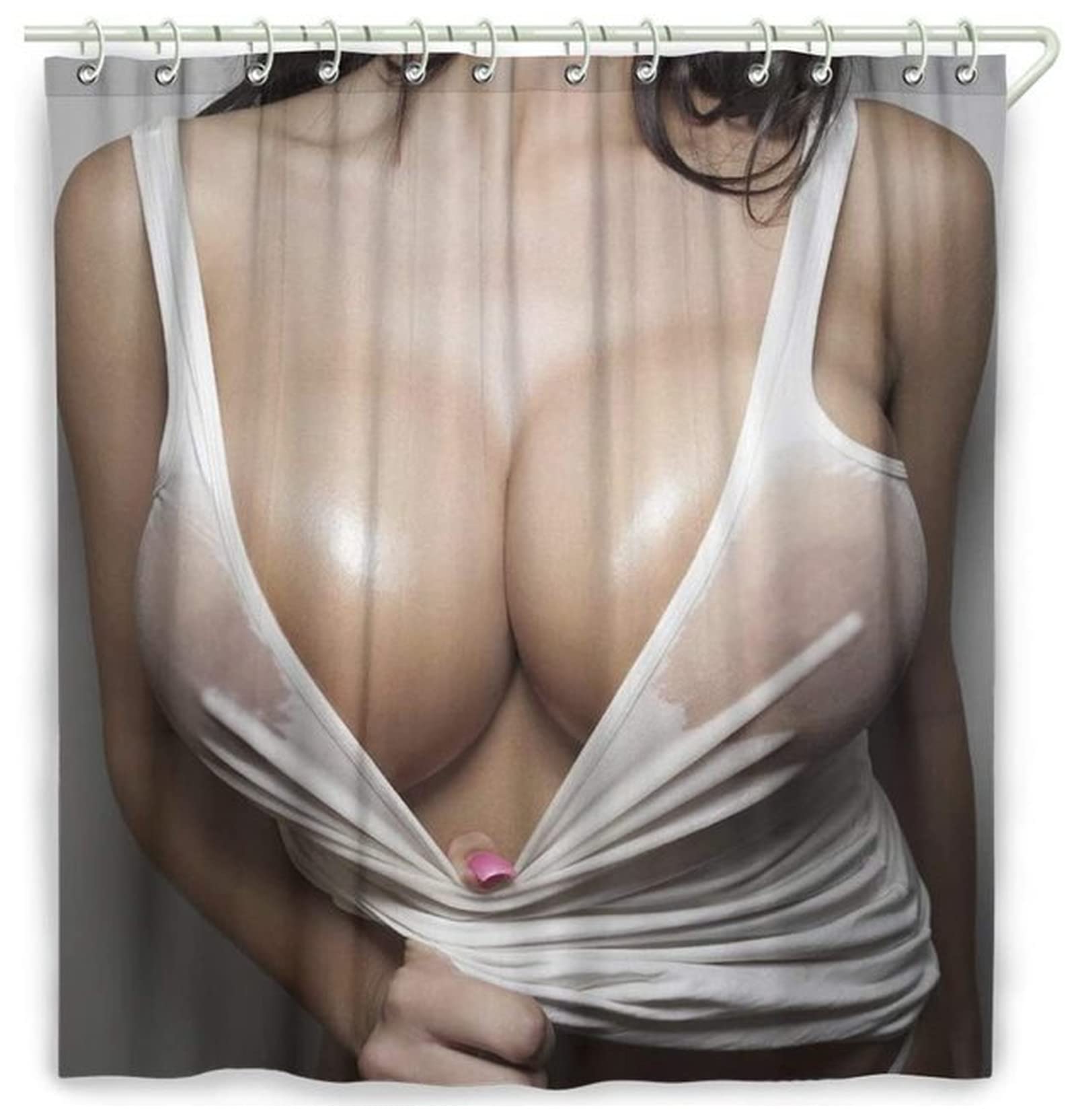 Shower Curtain Sexy Shower Curtain Busty Girl Shower Curtain Warm Body Art Bathroom Waterproof Decoration Bath Shower Curtain Color : Woman Breast Size : 120X180cm : Amazon.se: Home Kitchen