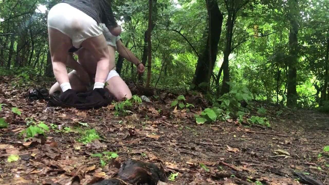 Mature blowjob captive in the woods