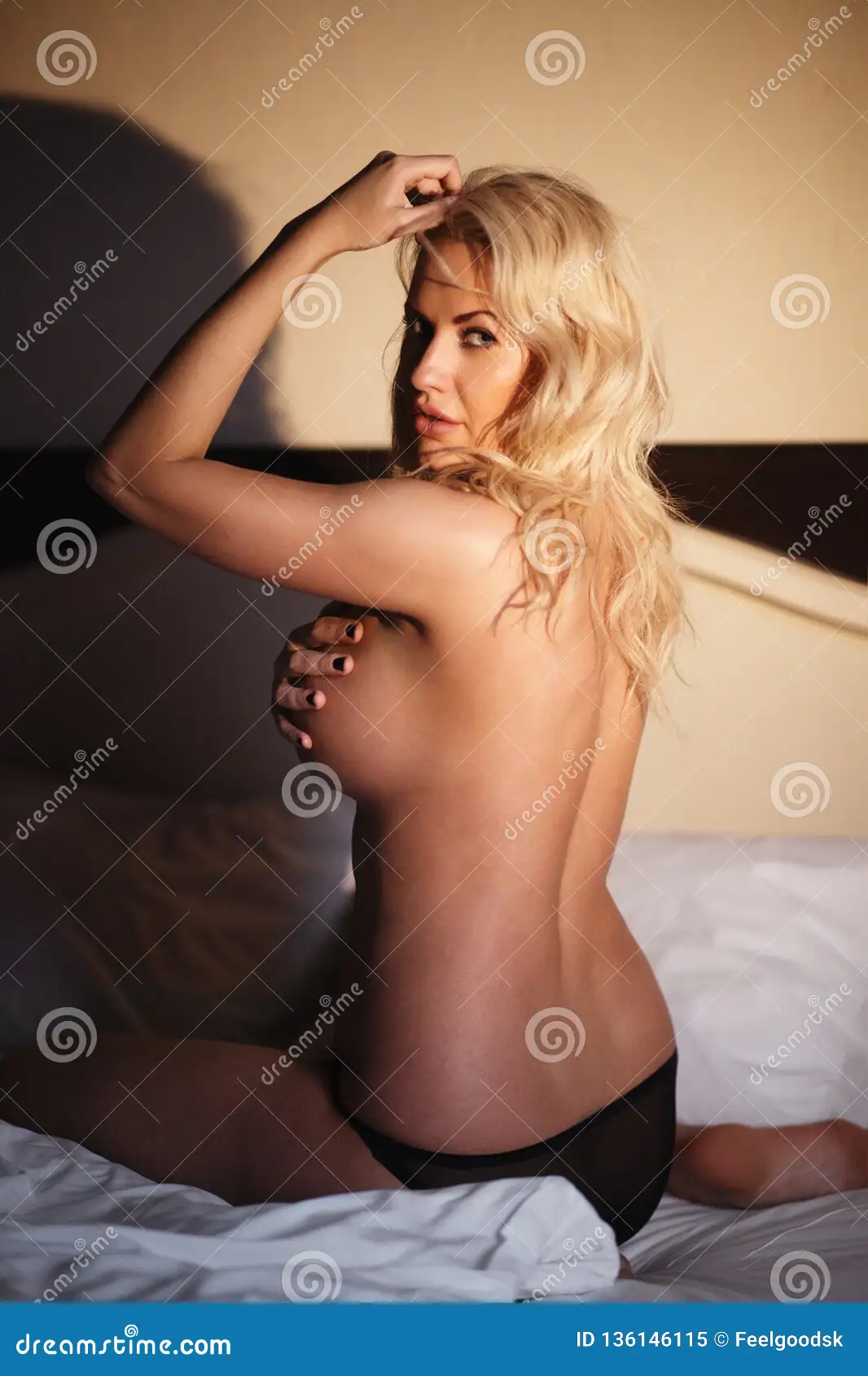 Portrait of an Adult Woman with Big Natural Breast. Blonde with Blue Eyes and Beautiful Hair. Stock Image