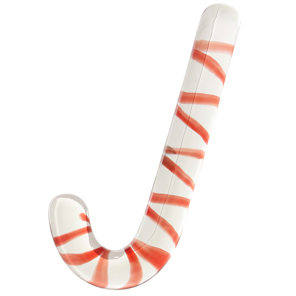 gls Candy Cane Dream Glass Dildo