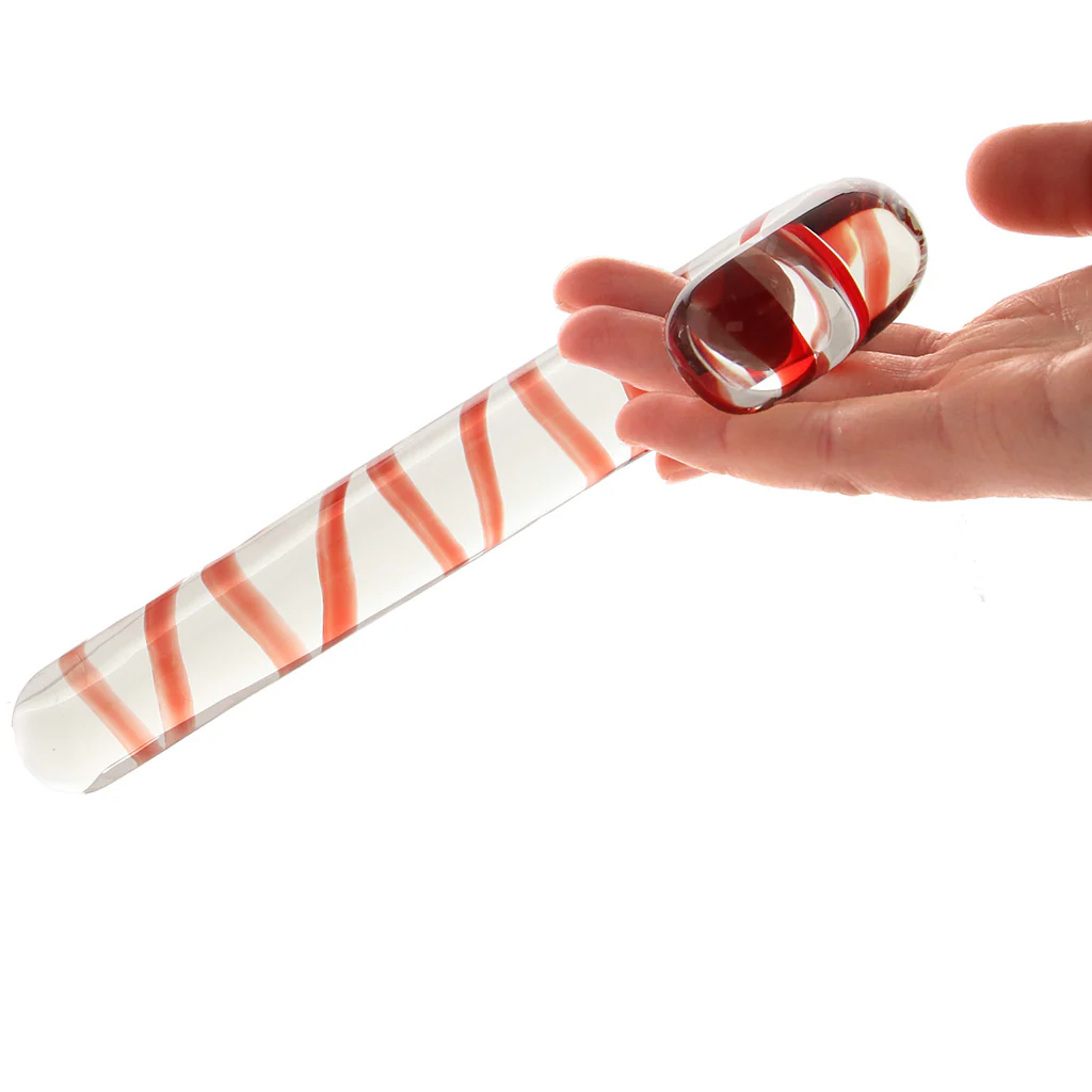 gls Candy Cane Dream Glass Dildo