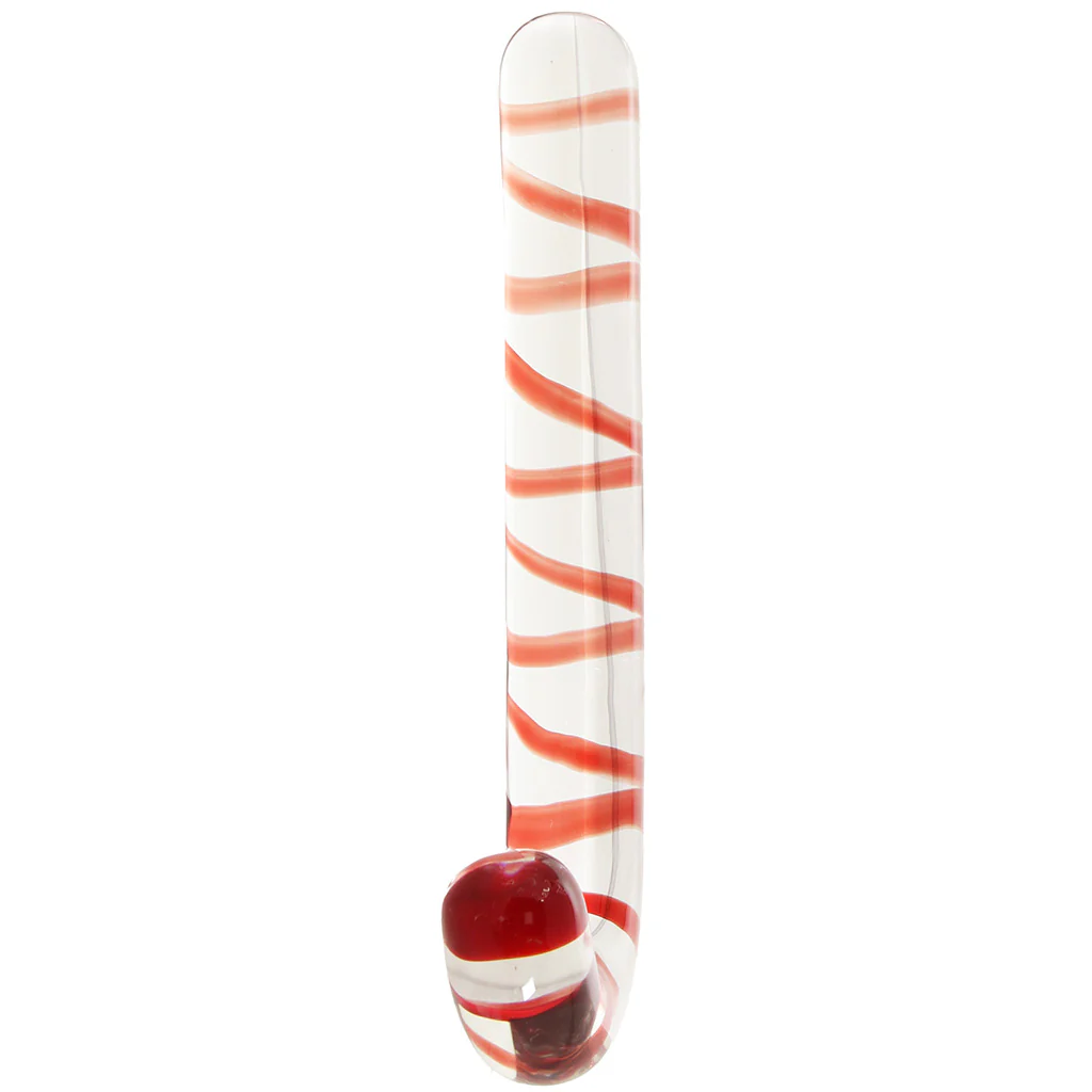 gls Candy Cane Dream Glass Dildo