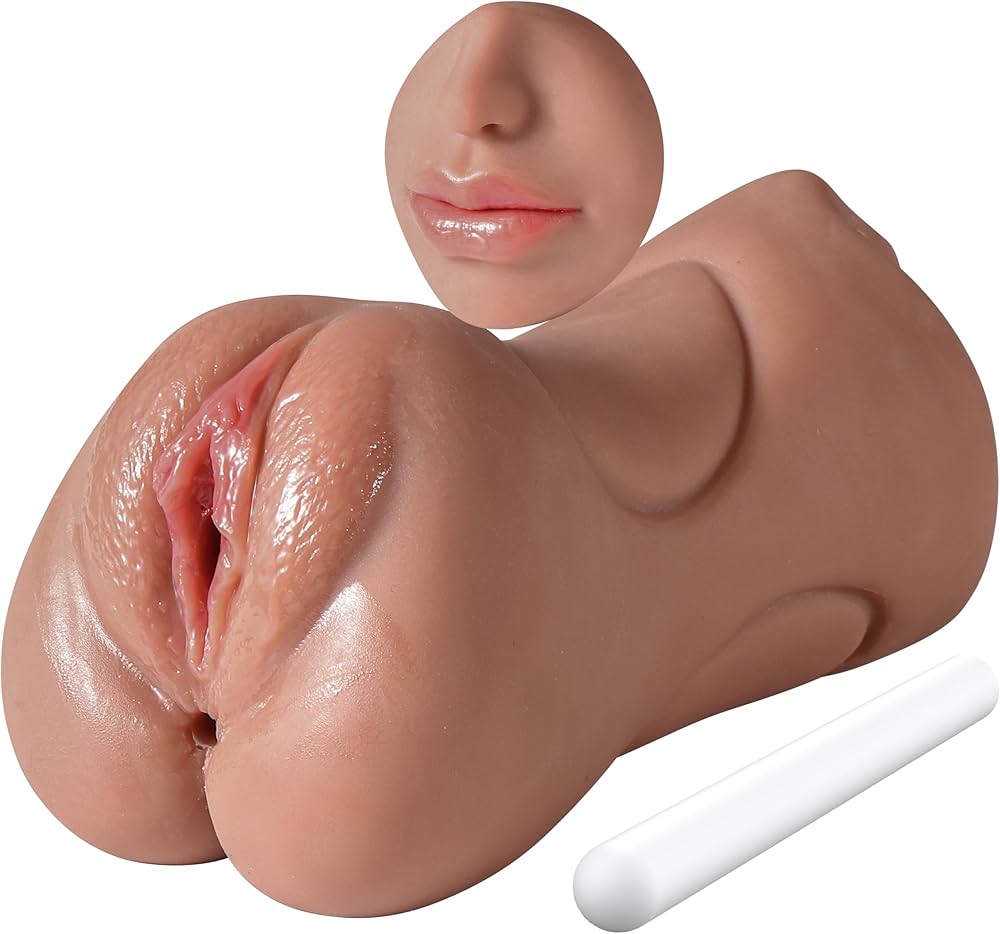 : 3 in 1 Pocket Pussy Male Masturbator Adult Sex Toys with 3D Textured Vagina Tight Anus Drying Stick Sex Doll Male Blowjob Stroker with Real Mouth Tongue for Man