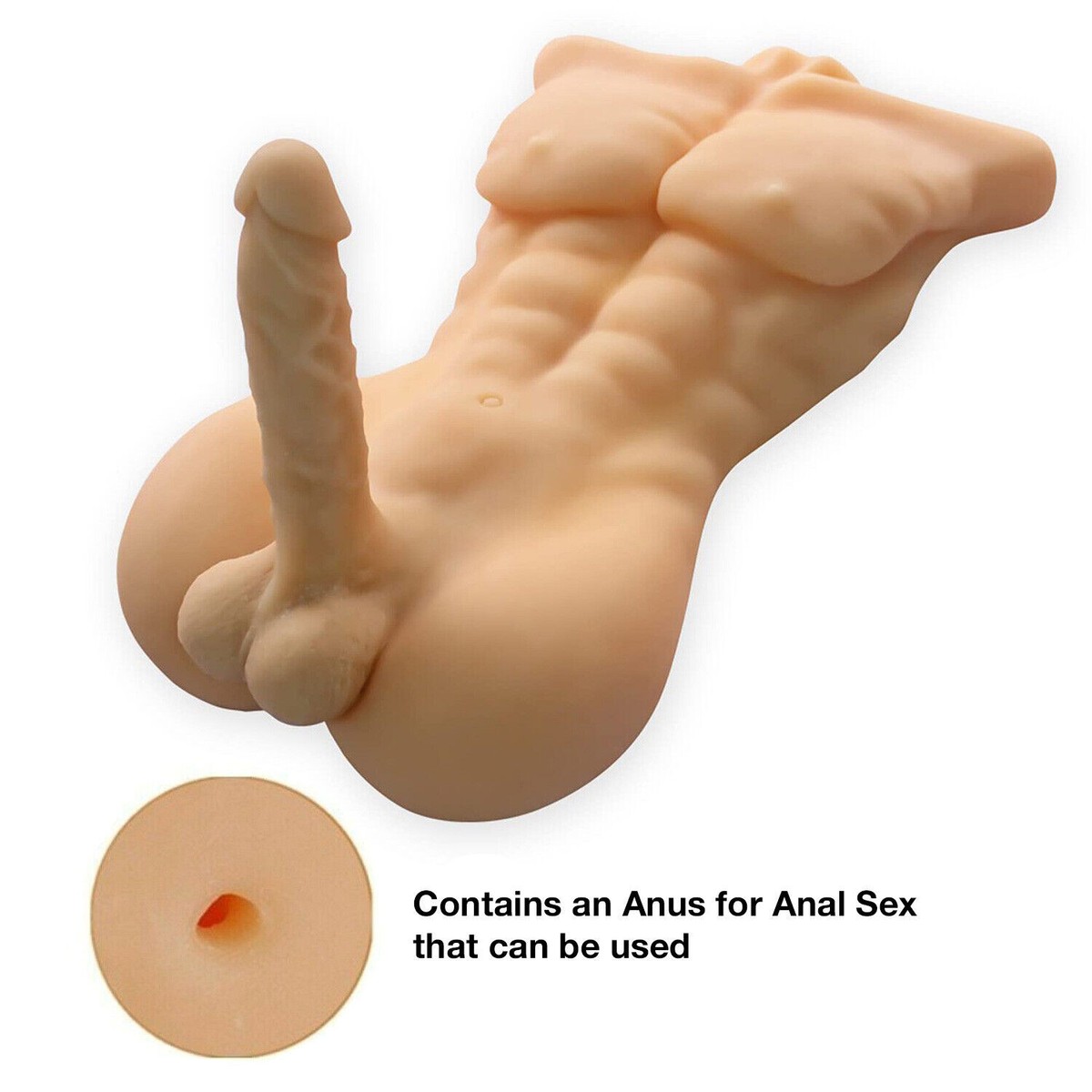 18lb Muscular Male Torso Lifelike Sex Doll 7 inch Dildo Riding Sex Toy for Women