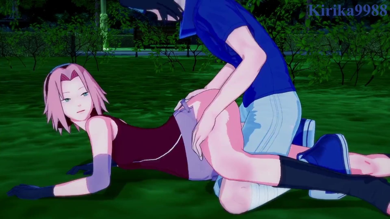 Sakura Haruno and Sasuke Uchiha have intense sex in a park at night.