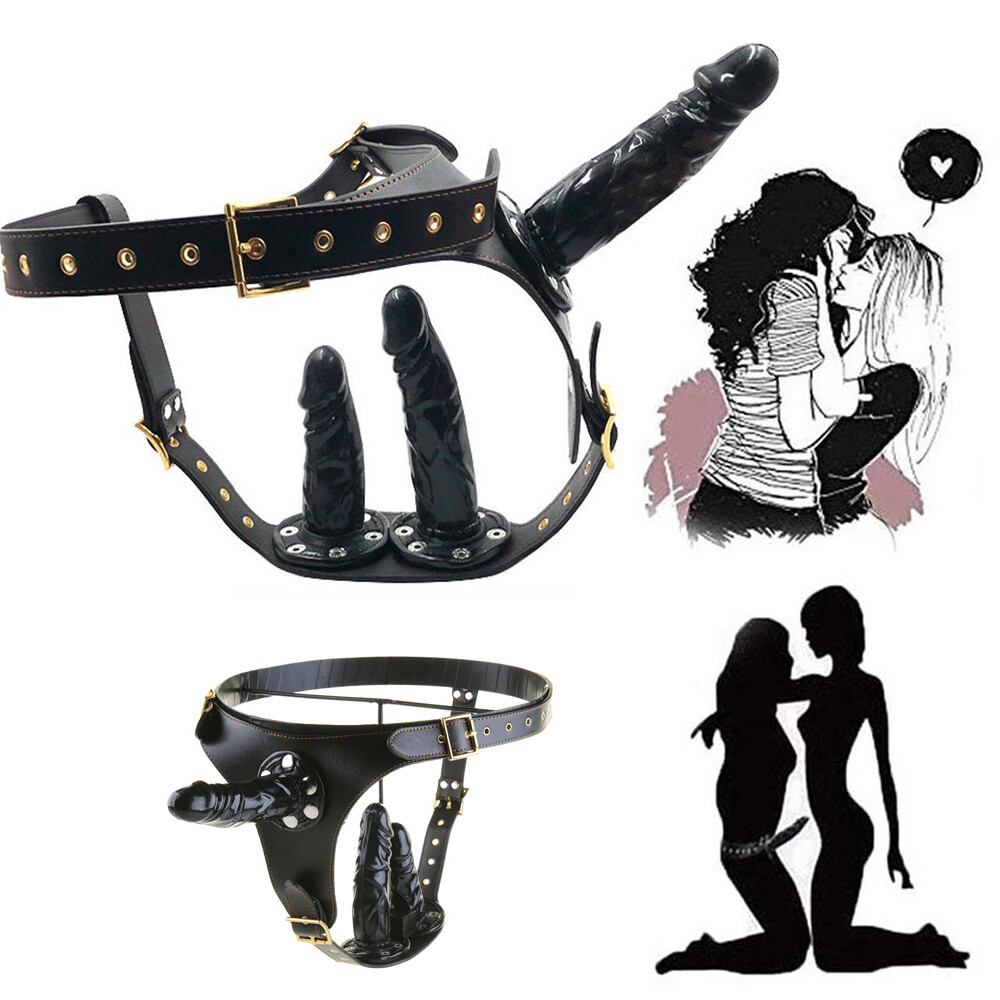 Women Lesbian Removable Straps 3 Plugs with Harness Plugs Binding Restraint