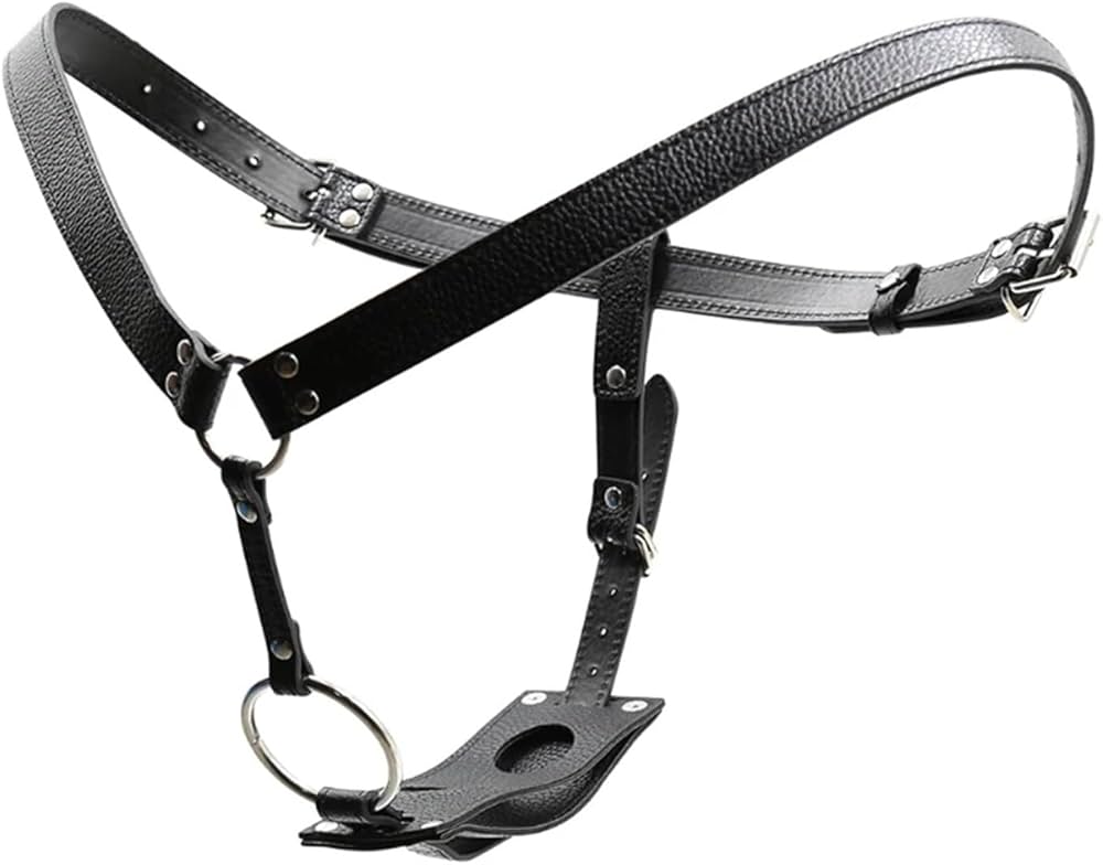 : Lesbian Strapon Penis Pants Strap On Harness PU Leather SM Erotic Sex Toys Bondage Harness Adjustable Belt Womens Chastity Belt for Butt Plug and Dildo : Health Household