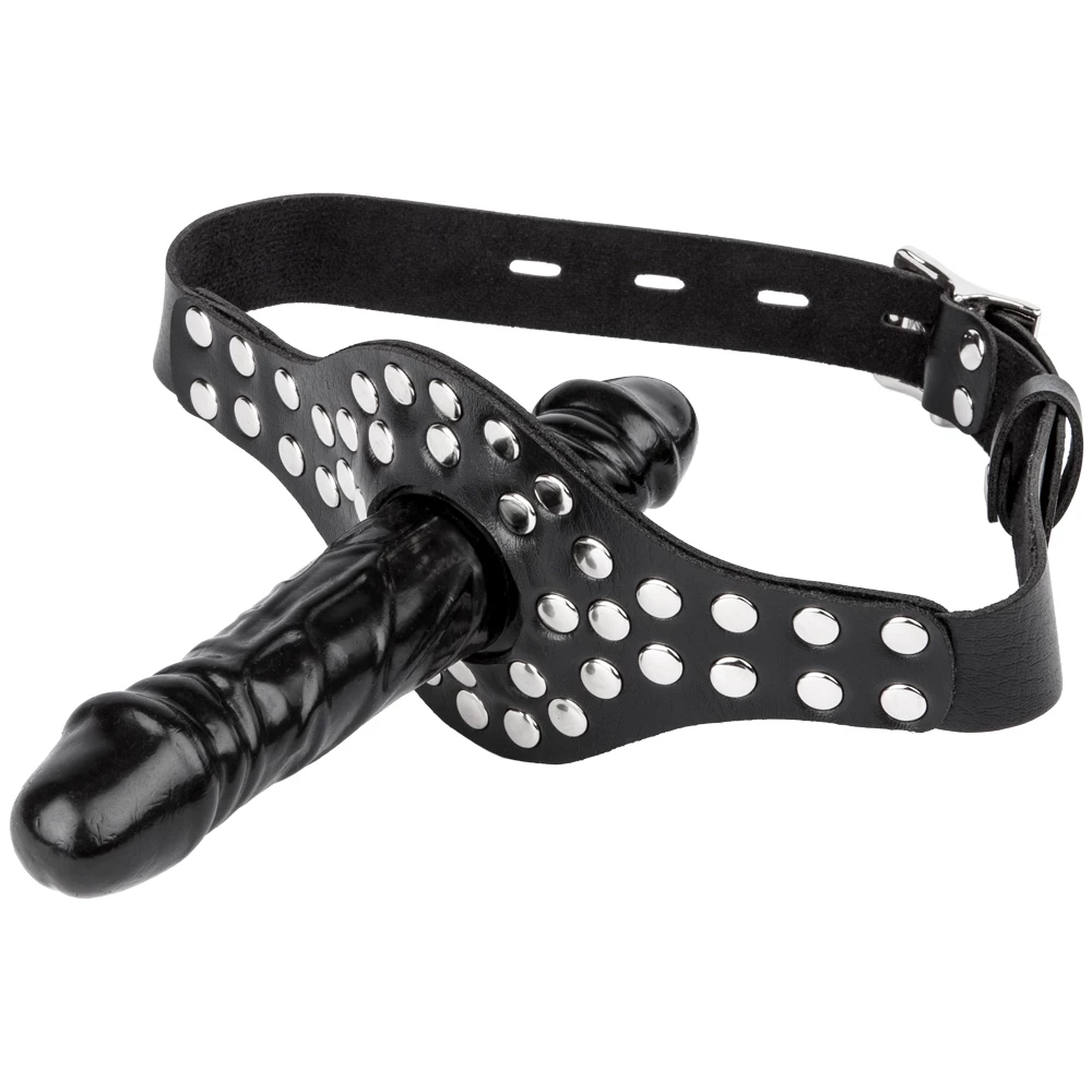 Torment Studded Double Dildo Gag with Padlock